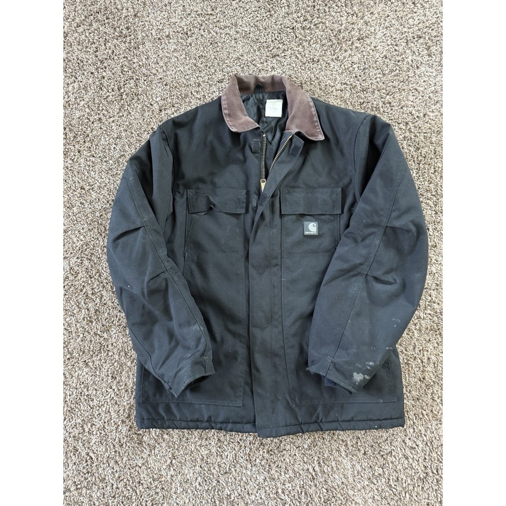 Carhartt C55 Coat Mens L Black Nylon Extreme Arctic Quilted Lined Workwear